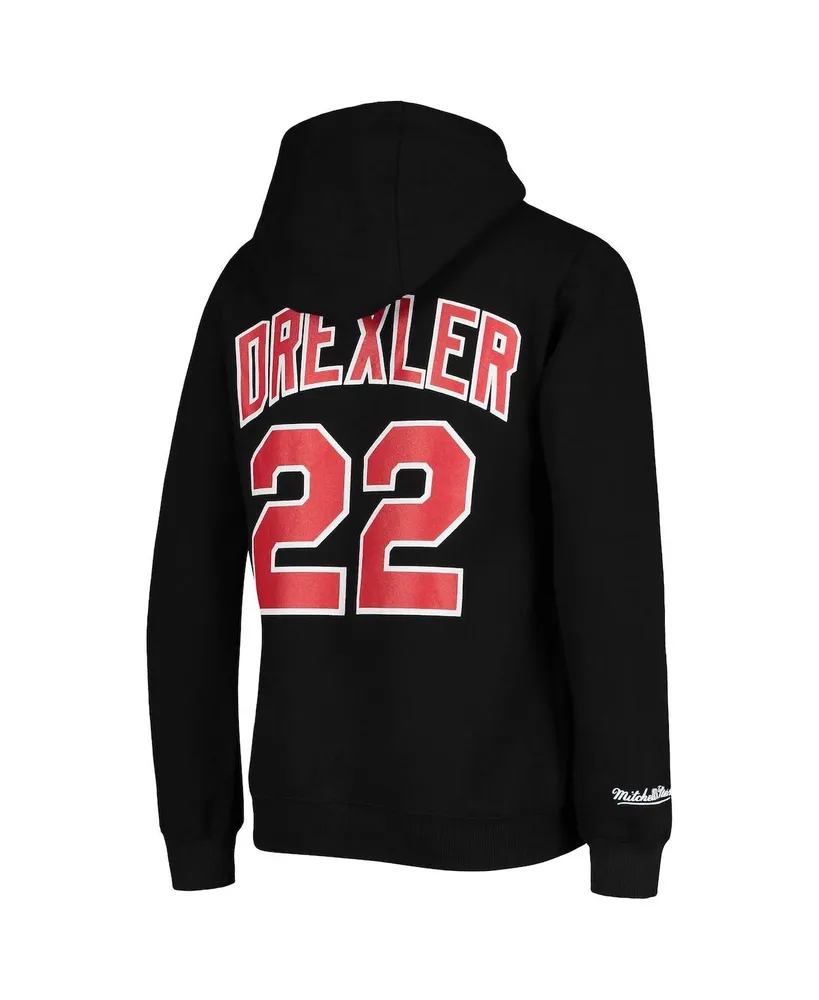 Big Boys and Girls Mitchell & Ness Clyde Drexler Black Portland Trail Blazers Hardwood Classics Name and Number Pullover Hoodie