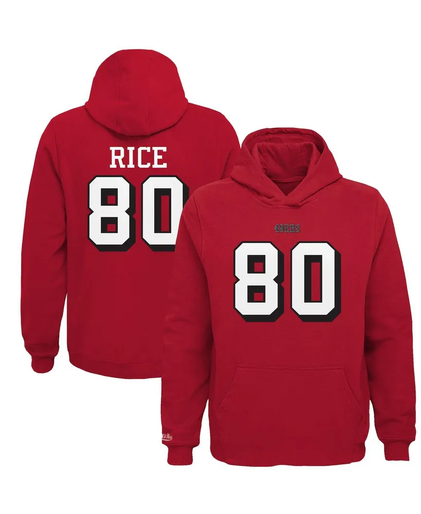 Mitchell & Ness Big Boys Mitchell & Ness Jerry Rice Scarlet San Francisco 49ers  Retired Player Name and Number Fleece Pullover Hoodie