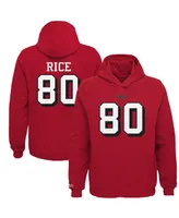 Big Boys Mitchell & Ness Jerry Rice Scarlet San Francisco 49ers Retired Player Name and Number Fleece Pullover Hoodie