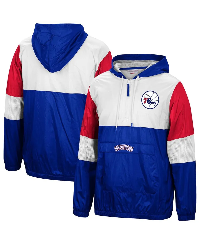 Men's Mitchell & Ness Red Philadelphia 76ers Hardwood Classics Satin  Full-Snap Raglan Jacket