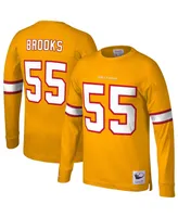 Men's Mitchell & Ness Derrick Brooks Orange Tampa Bay Buccaneers Throwback Retired Player Name and Number Long Sleeve Top