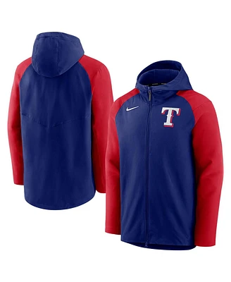 Men's Nike Royal, Red Texas Rangers Authentic Collection Performance Raglan Full-Zip Hoodie