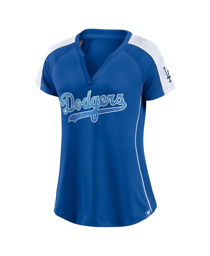 Women's Fanatics Royal and White Los Angeles Dodgers True Classic League Diva Pinstripe Raglan V-Neck T-shirt