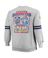 Men's Mitchell & Ness Heather Gray Denver Broncos Big and Tall Allover Print Pullover Sweatshirt