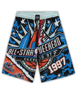 Men's Mitchell & Ness Blue, Black Nba 1997 All-Star Game Hardwood Classics Big and Tall Jumbotron 2.0 Shorts