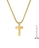 Steeltime Men's 18k Gold Plated Stainless Steel Cross Pendant