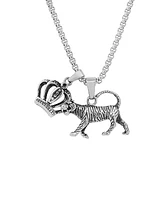 Steeltime Men's Stainless Steel Tiger and Crown Pendant