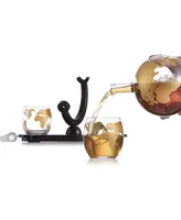 Colored Globe Decanter with Globe Glasses, Set of 4