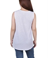 Women's Sleeveless Ribbed Top with Triple Rings