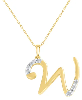 Diamond Fancy Initial 18" Pendant Necklace (1/10 ct. t.w.) in 14k Gold-Plated Sterling Silver