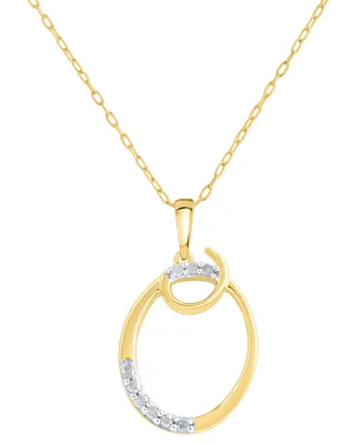 Diamond Fancy Initial 18" Pendant Necklace (1/10 ct. t.w.) in 14k Gold-Plated Sterling Silver