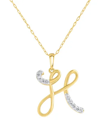 Diamond Fancy Initial 18" Pendant Necklace (1/10 ct. t.w.) in 14k Gold-Plated Sterling Silver