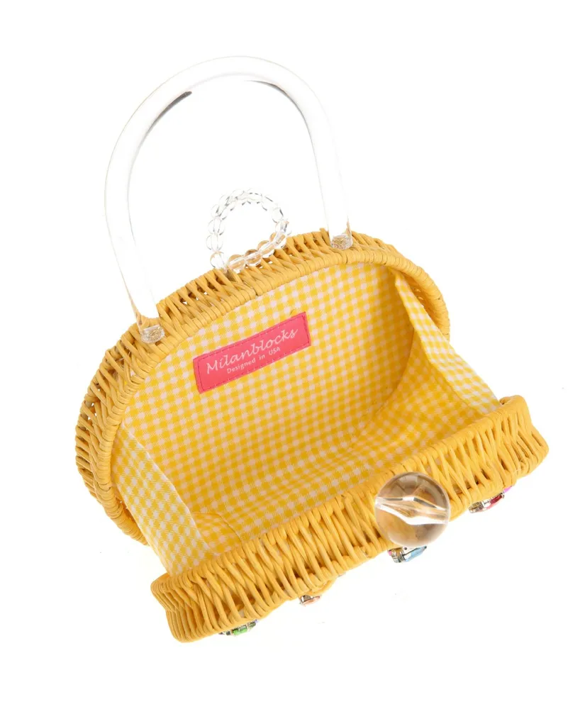 Women's Honey Diamond Wicker Clutch Bag