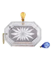 Women's Perfume Bottle Clear Flower Cut Acrylic Box Clutch