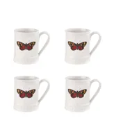 Portmeirion Botanic Garden Harmony Embossed 16 Oz Tankard Butterfly, Set of 4