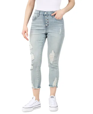 Indigo Rein Juniors' Distressed Cropped Jeans