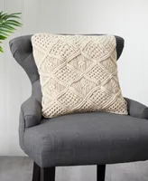 Boho Cross Woven Macrame Decorative Pillow Cover, 18"