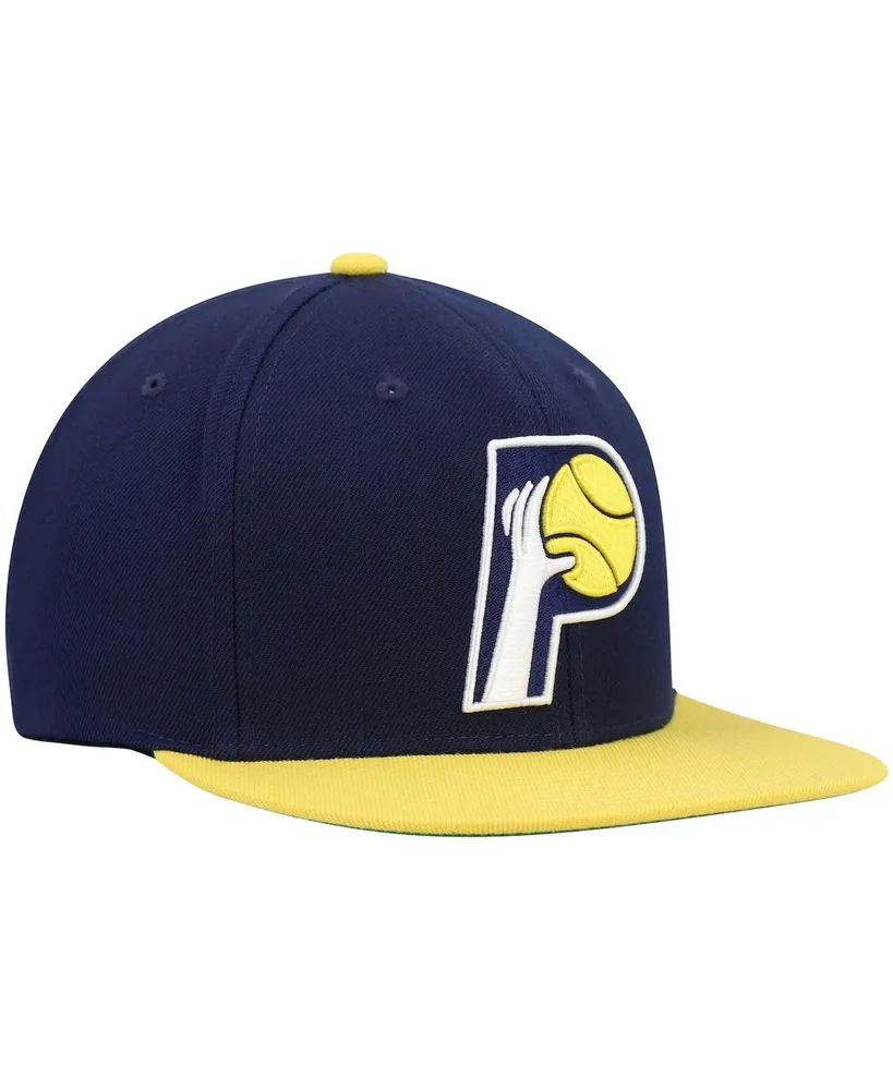 Men's Mitchell & Ness Navy and Gold Indiana Pacers Hardwood Classics Team Two-Tone 2.0 Snapback Hat