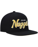 Men's Mitchell & Ness Black Denver Nuggets Hardwood Classics Script 2.0 Snapback Hat