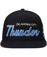 Men's Mitchell & Ness Black Oklahoma City Thunder Hardwood Classics Script 2.0 Snapback Hat