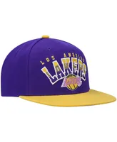 Men's Mitchell & Ness Purple and Gold Los Angeles Lakers Hardwood Classics Gradient Wordmark Snapback Hat