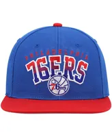 Men's Mitchell & Ness Royal and Red Philadelphia 76ers Hardwood Classics Gradient Wordmark Snapback Hat