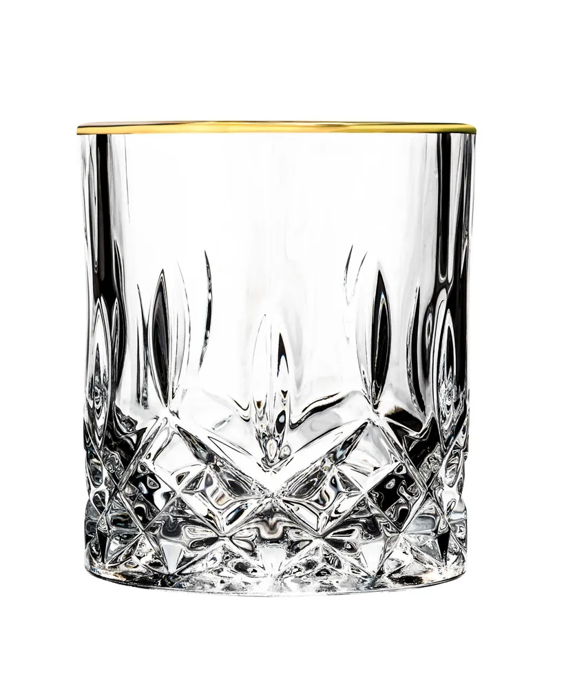 Siena Collection 4 Piece Shot Glass with Gold Trim Set - Gold