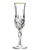 Opera Gold Collection 4 Piece Crystal Flute Glass with Gold Rim Set - Gold