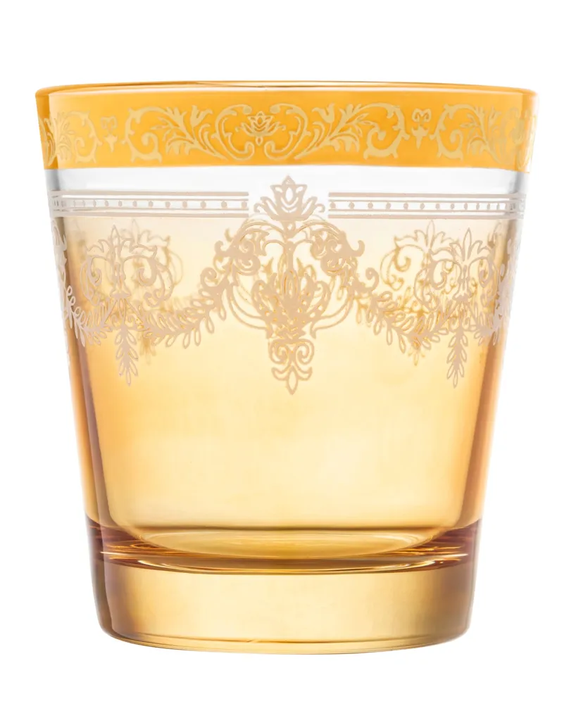 Lorren Home Trends Double Old Fashion 6 Piece Gold Band Glass Set