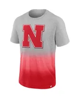 Men's Fanatics Heathered Gray, Scarlet Nebraska Huskers Team Ombre T-shirt