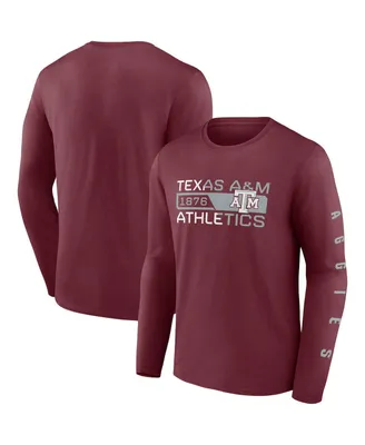 Men's Fanatics Maroon Texas A M Aggies Broad Jump 2-Hit Long Sleeve T-shirt