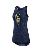 Women's Nike Navy Milwaukee Brewers Logo Fade High Neck Performance Tank Top