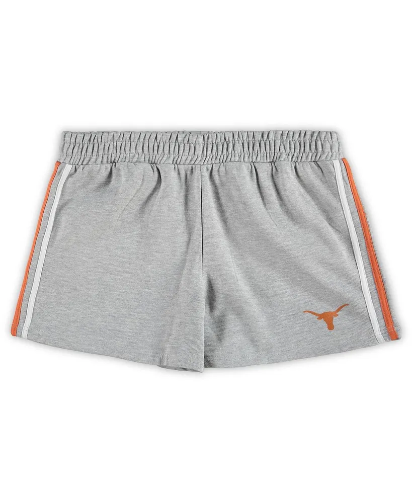 Women's Heathered Gray Texas Longhorns Plus 2-Stripes Shorts