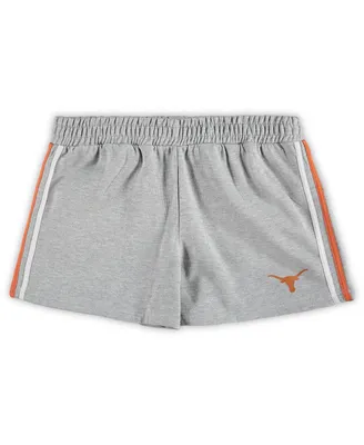 Women's Heathered Gray Texas Longhorns Plus 2-Stripes Shorts