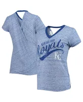 Women's Touch Royal Kansas City Royals Hail Mary Back Wrap Space-Dye V-Neck T-shirt