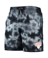 Men's New Era Black York Knicks Fleece Tie-Dye Shorts