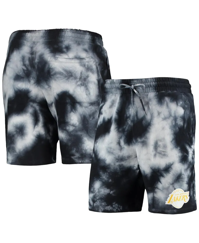 Men's New Era Black Los Angeles Lakers Fleece Tie-Dye Shorts