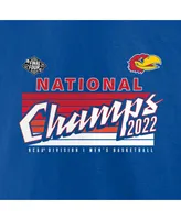 Women's Fanatics Royal Kansas Jayhawks 2022 Ncaa Men's Basketball National Champions Poster Schedule V-Neck T-shirt