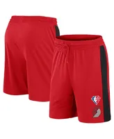 Men's Fanatics Red Portland Trail Blazers 75th Anniversary Downtown Performance Practice Shorts