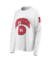 Women's Pressbox White Rutgers Scarlet Knights Edith Long Sleeve T-shirt