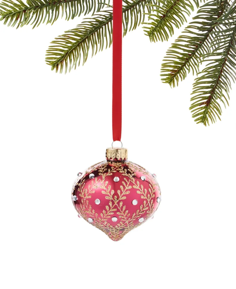 Holiday Lane Burgundy & Blush Glass Red Onion with Diamond Design, Exclusively at Macy's