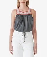 Lucky Brand Women's Cotton Crochet-Trim Bubble Tank