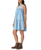 Lucky Brand Women's Embroidered Chambray Mini Dress