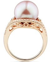 Honora Cultured White Ming Pearl (11-13mm) & Diamond (1/3 ct. t.w.) Ring 14k Gold