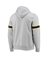 Men's '47 Heather Gray New Orleans Saints Double Block Throwback Pullover Hoodie