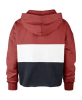 Women's '47 Heathered Red and Heathered Navy St. Louis Cardinals Lizzy Cropped Pullover Hoodie