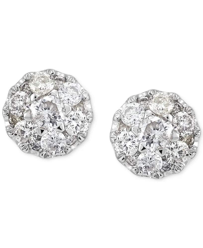 Diamond Cluster Stud Earrings (1/2 ct. t.w.) in 14k White Gold