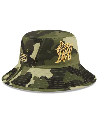 Men's New Era Camo Miami Marlins 2022 Armed Forces Day Bucket Hat