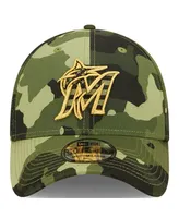Men's New Era Camo Miami Marlins 2022 Armed Forces Day 39Thirty Flex Hat