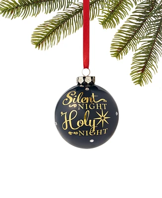 Holiday Lane Blessed Silent Night Holy Night Glass Ball Ornament, Exclusively at Macy's